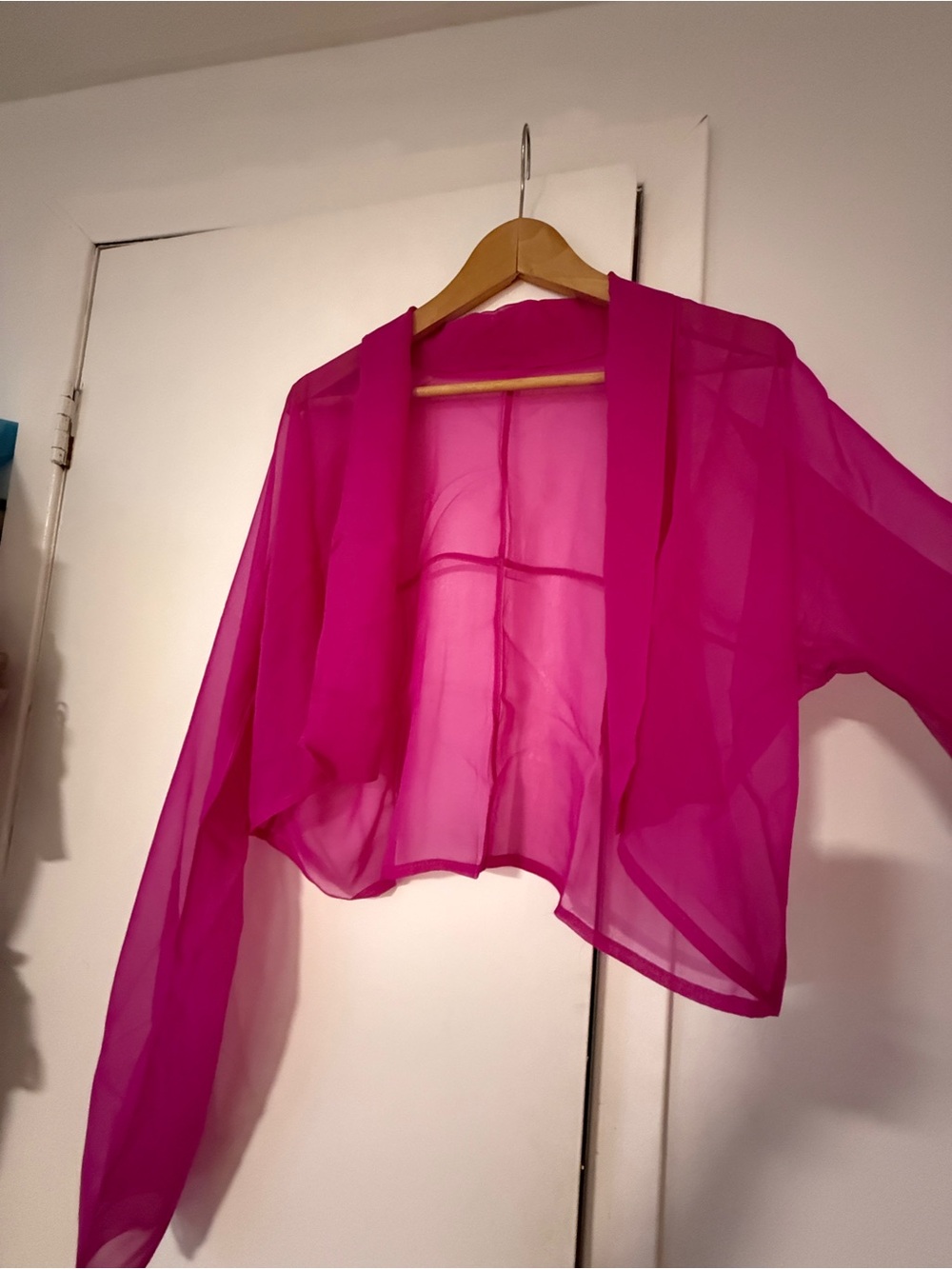 Sheer Fuchsia Open Front Shrug